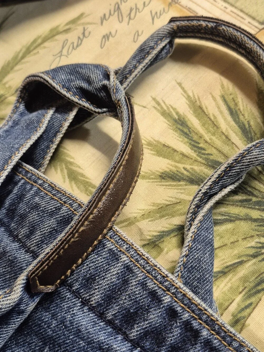 Denim Hobo Crossbody Bag With Leather Trim